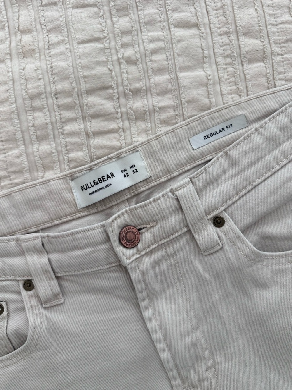 Pull&Bear Regular Fit Light Cream Jeans